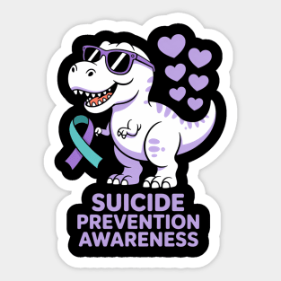 T rex Dinosaur Suicide Prevention Awareness Day Sticker
